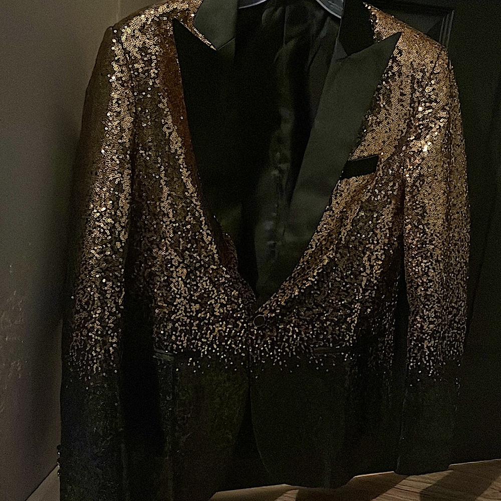 The Line Sequin Black Tuxedo Jacket Sequin Tuxedo by Apollo King main image 1
